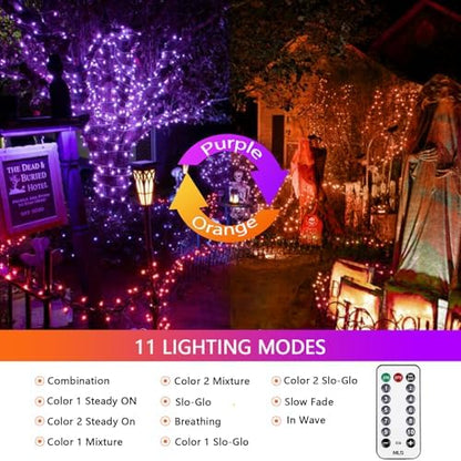 200 LED Connectable String Lights with Remote, Halloween Lights Outdoor