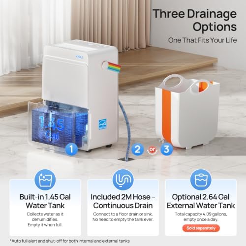 KNKA Energy Star 5500 Sq.Ft Dehumidifier for Basement, Max 80 Pint/Day