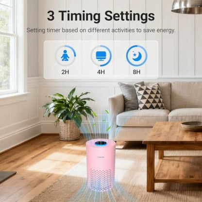Cobectal Air Purifiers for Home Bedroom with 3-in-1 Filter, Pink