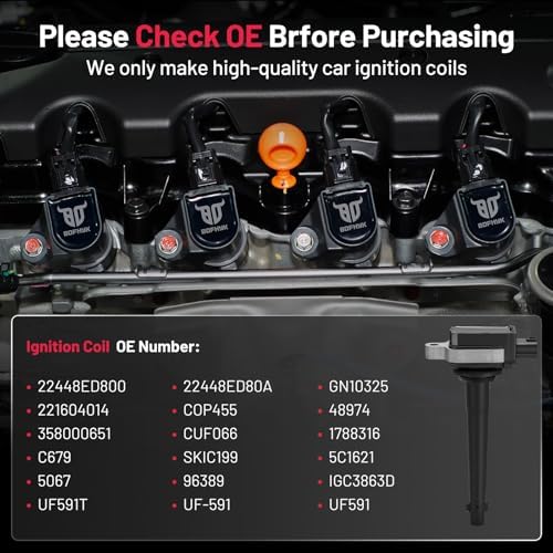 BDFHYK Ignition Coil Packs Compatible with Nissan 2007-2009 Sentra 2.0L l4,Coil for GN10325 221604014 COP455 48974 358000651 CUF066 1788316 C679 SKIC199 5C1621 96389 IGC3863D UF-591 UF591 Set of 4