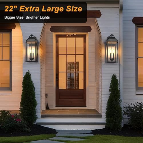 22IN Dusk to Dawn Outdoor Wall Sconce, 2-E12 Base Exterior Light