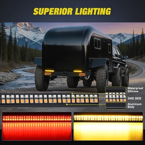 Nilight Truck Tailgate Light Strip 7" Aluminum Frame Double Row 60 LED