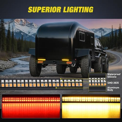 Nilight Truck Tailgate Light Strip 7" Aluminum Frame Double Row 60 LED
