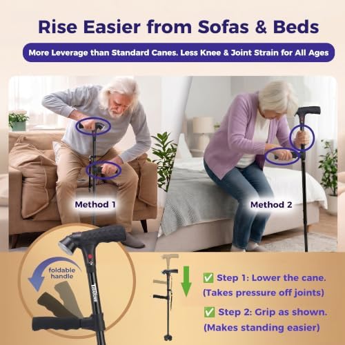 Walking Cane for Men & Women, Smart Cane with Alarm & Light