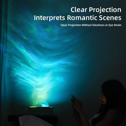 Essential Oil Diffuser, Flame Oil Diffuser - Aromatherapy Aroma Humidifier, Ripple Projection Vibe Remote Control - Perfect for Bedroom Home Office (150ml Ripple Flame, White)