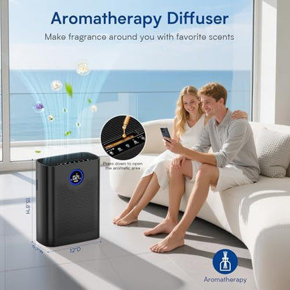 Air Purifiers for Home Large Room up to 3000 ft², VNIUP True Air Purifier for Bedroom, PM 2.5 Display Air Quality Sensor Air Cleaner for for Whole Home Dorm Room Bedroom Office, ZQA-8000A
