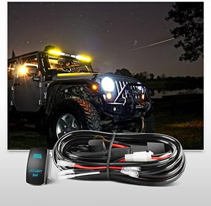 Nilight 54 Inch 312W Curved Spot Flood Combo Led Light Bar LED Off Road Light Driving Light and 1PC 14AWG 12V 5Pin Rocker Switch Wiring Harness Kit - 1 Lead