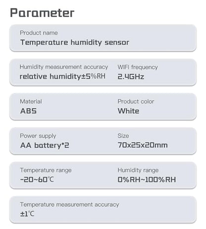 Zigbee Temperature and Humidity Sensor, Wireless Thermometer for Home Automation, Remote Monitoring, Compatible with Hub/Gateway Devices with Zigbee Hub Built-in
