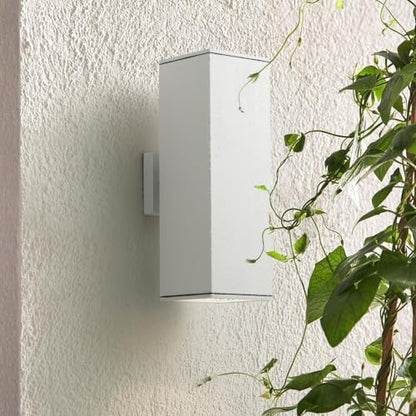 mirrea 18" Modern Outdoor Porch Light in 2 Lights, Matte White, 2 Pack