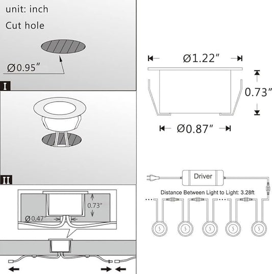 Sumaote LED Deck Lights Kit, 6 pcs 1.22 Inch WiFi Smart Phone Control Recessed RGBW Deck Lighting Outdoor Waterproof Low Voltage Landscape Lighting for Floor Stairs Steps Path Patio Decor, Black