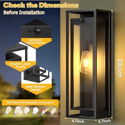 20in Outdoor Wall Light Motion Sensor Sconce Exterior Lighting Fixtures