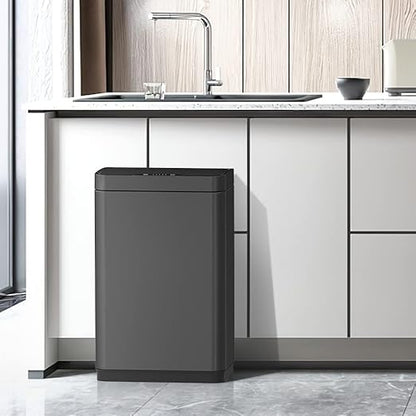 Mbillion Automatic Trash Can - 15 Gallon Motion Sensor Stainless Steel Smart Trash Can With Lid Rectangular Touchless Garbage Can for Kitchen, Bedroom, Home Office - Dark Gray