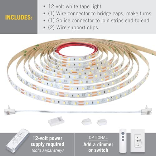 Armacost Lighting RibbonFlex Pro 12V White LED Strip Lights 60 LED/m, 2700K, 8.2 ft, 132210