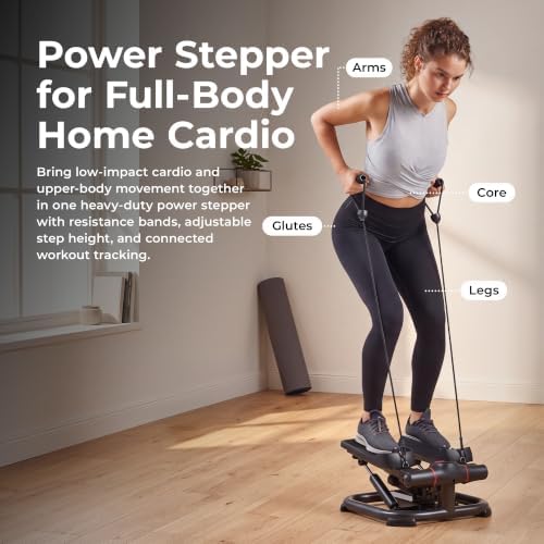 Sunny Health & Fitness Smart Power Stepper with Resistance Bands for Cardio