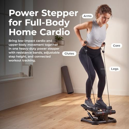 Sunny Health & Fitness Smart Power Stepper with Resistance Bands for Cardio