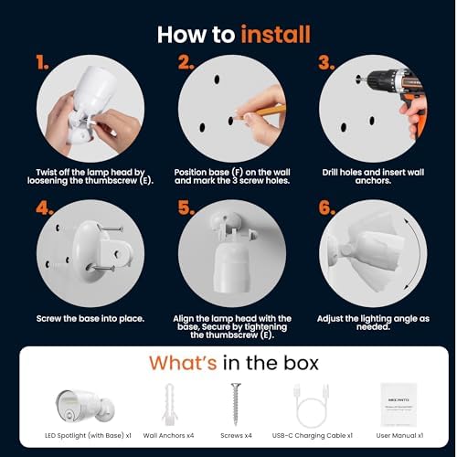 USB Rechargeable Motion Sensor Light Outdoor, 4000mAh Built-in Battery 600 Lumen Spotlight, IP65 Waterproof Cordless Wall Light for Porch Garage House