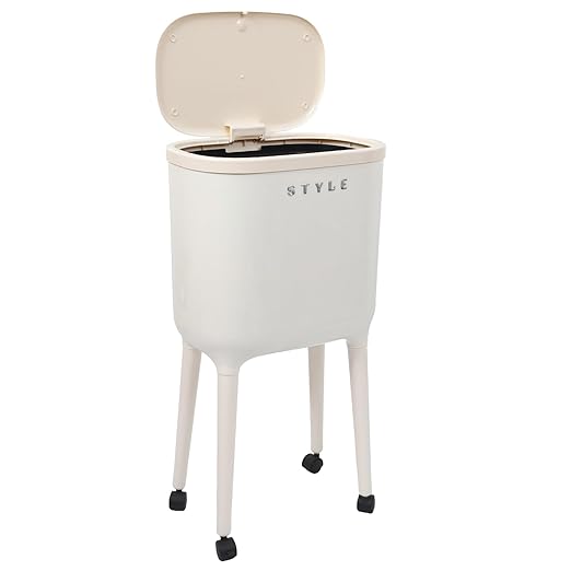 XPIY 4 Gallon Bathroom Trash Can with Wheels and Lid, Slim Garbage Bin