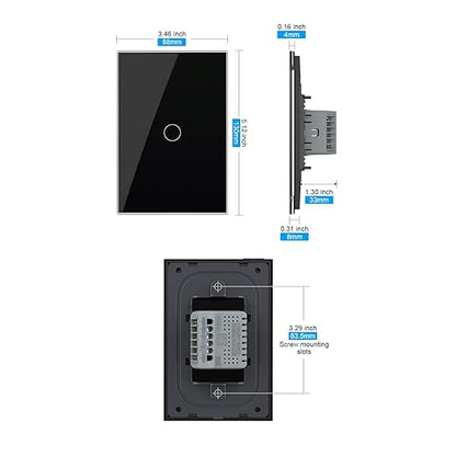 LIVOLO WiFi Touch Wall Switch for Smart Home, Compatible with Alexa & Google Home, Neutral Wire Required, 1 Gang, Tempered Glass Panel, (Black)
