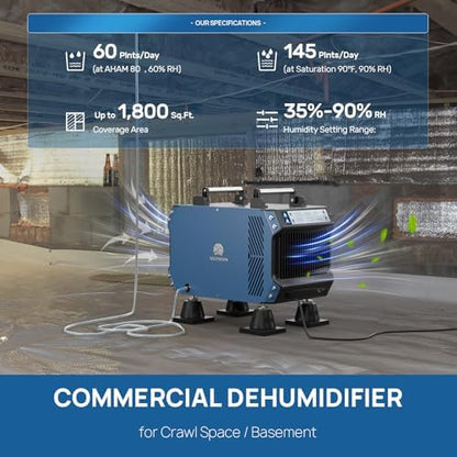 ARGENDON 145 Pint Crawl Spaces Dehumidifier with Pump, Guardian 60P