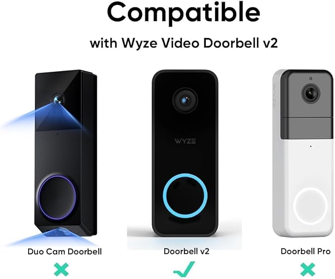 Wyze Lifestyle Video Doorbell Camera v2 Wedge Kit, 3 Mounting Bracket (One Adjustable 15° Horizontal Bracket, Two 7.5° Vertical Bracket), Replacement Angle Adjustment Adapter Wedge Kit