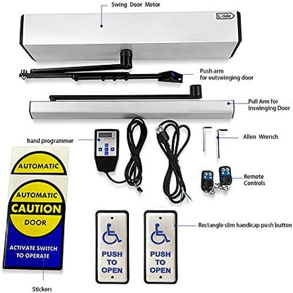 Olideauto Commercial Handicap Door Opener Swing Door for the Disabled with Wired Narrow Rectangle Handicap Push Buttons Olide-515