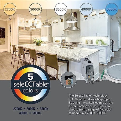 HALO HLB Recessed Lighting 6 Inch LED Thin Canless, Dimmable w/Selectable Color Temperatures - HLB6099FS1EMWR