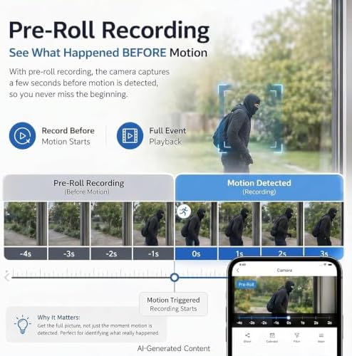 Rraycom 2.5K Window Camera Wireless 2Pack,6S Pre-Roll, Dual-Band 5G/2.4GHz WiFi Indoor Cameras for Home Security, Anti-Glare Color Night Vision, AI Human&Motion Detection, Magnetic No Drill Setup