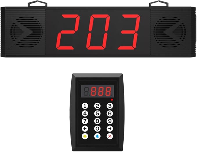 Wireless Queue Calling System with Voice Broadcast Three-Digit Screen, Remote Control Keyboard Waiting Number System for Restaurant,Cafe,Hospital,Bank,Home,Bar(Plug in to Use)