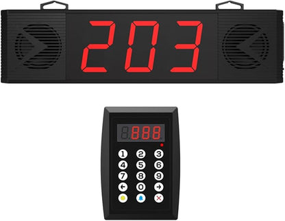Wireless Queue Calling System with Voice Broadcast Three-Digit Screen, Remote Control Keyboard Waiting Number System for Restaurant,Cafe,Hospital,Bank,Home,Bar(Plug in to Use)