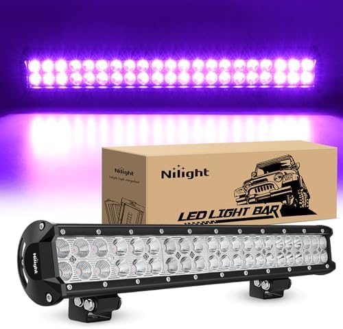 Nilight LED Light Bar 20 Inch 126W Spot Flood Combo Purple Beam