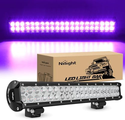 Nilight LED Light Bar 20 Inch 126W Spot Flood Combo Purple Beam