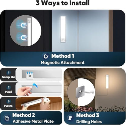 Under Cabinet Lights, 2500mAh 12 Inch Motion Sensor Rechargeable Battery Operated Wireless Under Counter Lights Indoor, Magnetic 108-LED Dimmable Closet Lights for Kitchen with 3 Color Temps 5-Pack