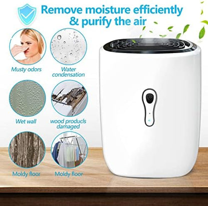 Dehumidifiers for Home 27oz(800ml), Small Auto Shut off with Drain Hose