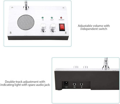 Dual Way Window Intercom System with Mic & Speaker, Automatic Two-Way Counter Intercom for Glass Windows, Drive Thru Communication Speaker for Bank Office Store Hospital Bus Station Security Counter