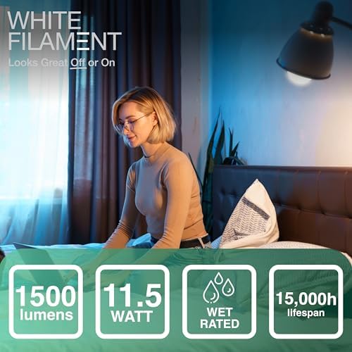 Sylvania A19 Clear LED White Filament Bulb, 11.5W, Dimmable, 1500 LMS, Medium Base, 5000K, Daylight - 6 Pack (42643)
