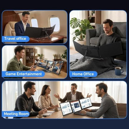 Vixtan 14" Triple Laptop Screen Extender, 3.0 lbs Lightweight FHD IPS Portable Monitor for Laptop, USB-C Plug & Play Multi Screen Attachment for 13-17.3" laptops with Windows/Mac/Chrome
