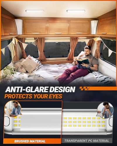 SEALIGHT 12V LED Interior Light Bar | 1500LM 8W 12v LED Light Strip 6200K White with ON/Off Switch | Camper Lights Fixture for Truck Van RV Trailer Cargo Cabient Motorhome Lorry (Pack of 8)
