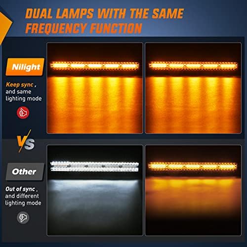 Nilight 22inch Amber White Strobe 6 Modes 480W LED Light Bar
