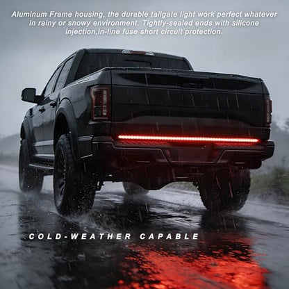 Tailgate Light Bar - 48" Aluminum Frame 780 LED Strip with Red Brake, Yellow Turn & White Reverse Lights, Waterproof Triple Row LED Tailgate Light Bar for Trucks, SUVs, Pickups
