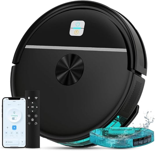 Smart Robot Vacuum Cleaner & Mop, 5000Pa Suction Auto Sweep & Mop, Carpet Boost, Edge & Spot Cleaning | App, Remote & Button Control Auto Recharge, 110 Min Runtime for Hard Floors & Pet Hair