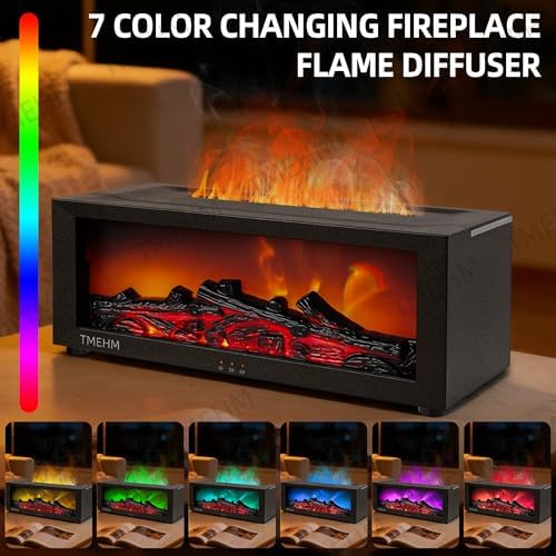 TMEHM Fireplace Flame Essential Oil Diffuser Humidifier, Aromatherapy