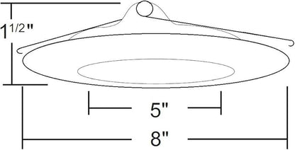 NICOR Lighting 6 inch White Lexan Flat Albalite Shower Trim with Plastic Trim Ring and Albalite Lens (17575)