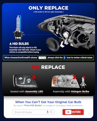 Marsauto D2S HID Bulbs, 85122 66240 66040 66240CBI (85122C1) for HID Assembly, 6000K Cold White 35W Xenon Bulb, Pack of 2