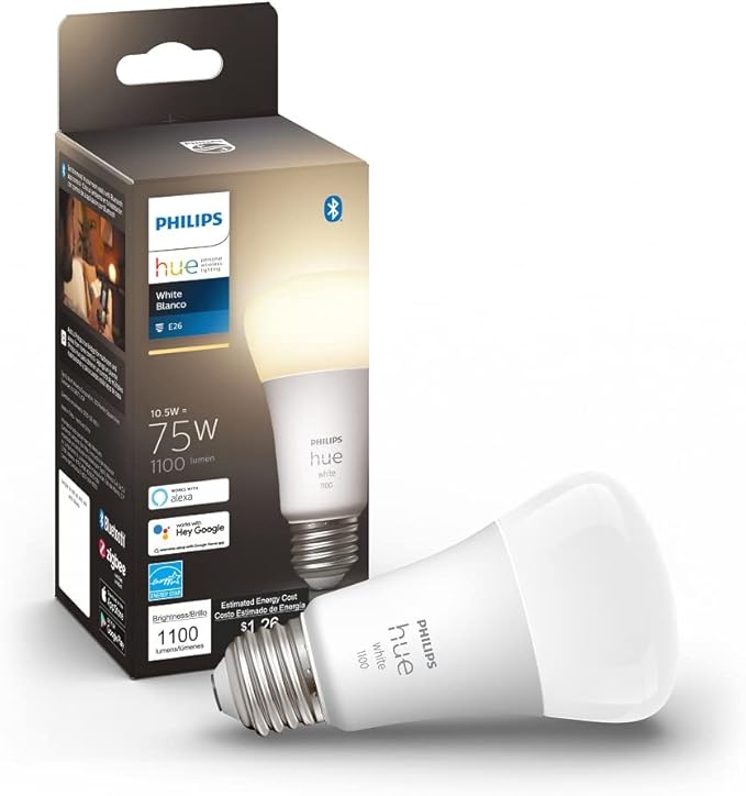 Philips Hue White Ambiance 2-Pack A19 LED Smart Bulb & White A19 Medium Lumen Smart Bulb, 1100 Lumens