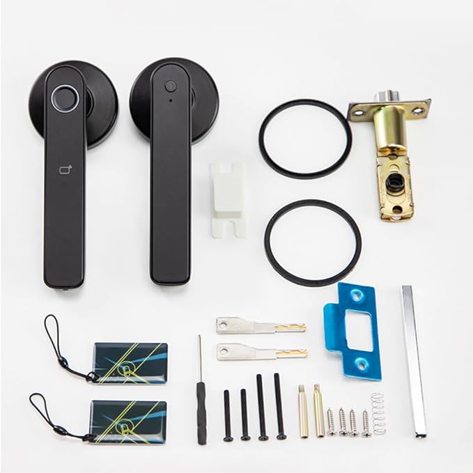 Smart Biometric Fingerprint Door Lock System,Tuya&Smartlife APP Bluetooth Digital Handle Lock,Keyless Entry Door Lock Home Security,for bedrooms,Families,Hotels,Offices,Apartments (Black)