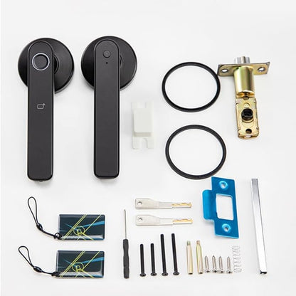 Smart Biometric Fingerprint Door Lock System,Tuya&Smartlife APP Bluetooth Digital Handle Lock,Keyless Entry Door Lock Home Security,for bedrooms,Families,Hotels,Offices,Apartments (Black)