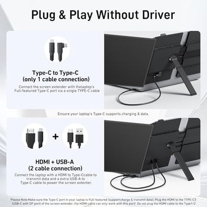 Vixtan Laptop Screen Extender 15.3" FHD 1080P Portable Dual Monitor