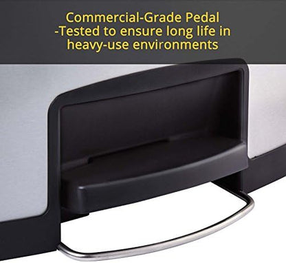 Rubbermaid Commercial Products - 1883602 Streamline Slim Step-On Plastic Trash Garbage Can, 13 Gallon, Gray