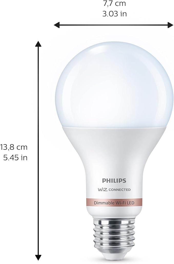 Philips Smart 100W A21 Daylight LED Bulb 4-Pack - E26- Indoor - Connects to Your Existing Wi-Fi - Control with Voice or App - Powered by WiZ Connected