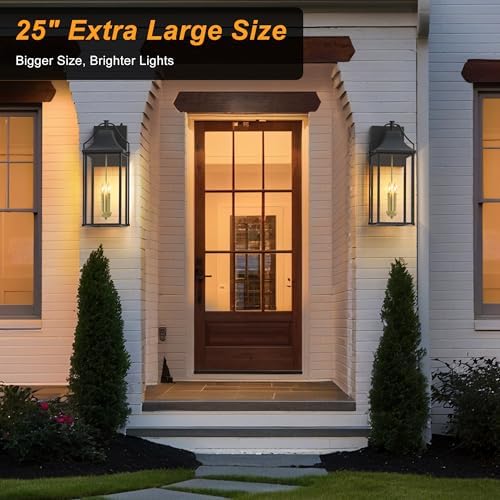 25IN Dusk to Dawn Outdoor Light Lighting, 3-E12 Base Wall Sconce